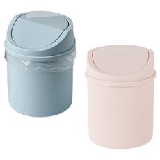 피어니스트 심플 라운드 쓰레기 휴지통 2종 세트, 블루, 핑크