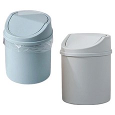 PEONIST 簡約圓形垃圾桶 2件組, 藍色, 灰色