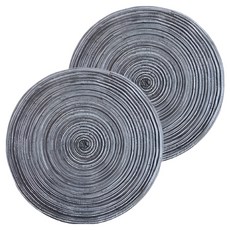 Royhome 家居裝飾小物 圓形亞麻餐墊 托盤, 18cm, 2個, 灰色