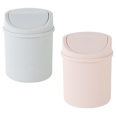 PEONIST 簡約圓形垃圾桶 2件組, 白色, 粉色