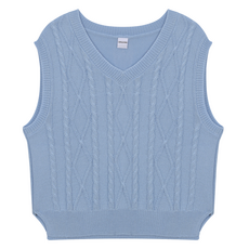 applepink 麻花編織V領針織背心 S202