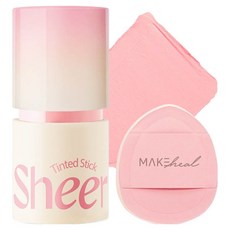 MAKEheal 潤色透亮腮紅棒 6g+手指粉撲組, 1組, 01 Sheer Blossom