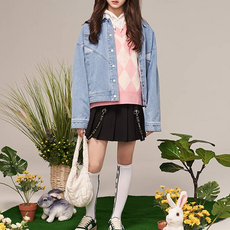 applepink 女童可拆卸吊帶百褶裙 S103