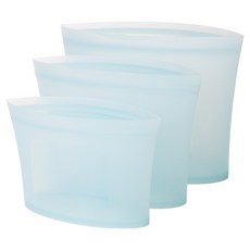 Siligarden 矽膠保鮮袋 500ml + 1000ml + 2000ml 套組, 蘇打藍, 1套