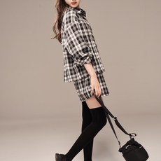 applepink 女童前開衩拼色A字格紋裙 S111