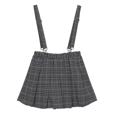 applepink 格紋吊帶百褶裙 S110