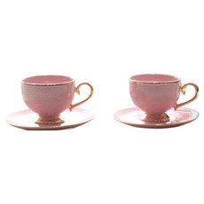 Adelia Vincent 金色雙人情侶咖啡杯組, 1套, 粉紅色
