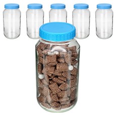 미르코리아 실리콘링 플라스틱 원형 뚜껑 유리병 블루 HIGH-SG1000, 6개, 850ml