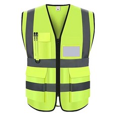 螢光口袋式網眼工作安全背心, 1個, 螢光