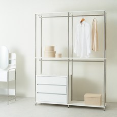 블링 미드센츄리 드레스룸 3단 서랍장 730 방문설치, 화이트, 3개