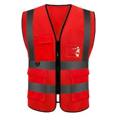 포켓형 메쉬 작업 안전조끼, 레드, 1개