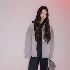 applepink 女童寬鬆版水洗牛仔襯衫 U101