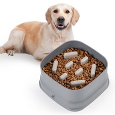 DING DONG PET 寵物防滑慢食4段可調式食碗, 灰色, 1個