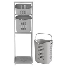 Nature Living 大型搖擺推車式三層洗衣籃, 灰色