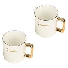Adelia Vincent 24K金馬克杯 340ml, 白色, 2個
