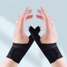 엄지걸이형 스포츠 압박 손목 보호대 양쪽착용 세트, 1세트, 블랙