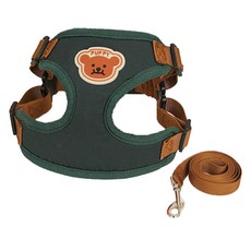 레드퍼피 강아지 아기베어 하네스 + 리드줄 세트, 그린, 1세트