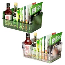 B2WIN 簡約廚房收納整理用品籃 2件組, 1套, 綠色, 透明