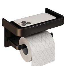 InMUSE 免鑽孔黏貼式鋁製衛生紙架, 黑色, 1個