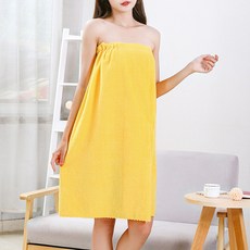 毛巾一字領魔鬼氈浴袍, 黃色, 1個