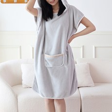 물흡수 후드 샤워 가운 목욕 망토, 그레이, 1개