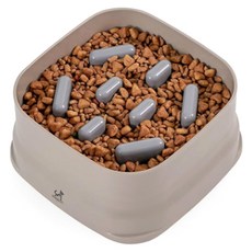 DING DONG PET 寵物防滑慢食4段可調式食碗, 米色, 1個