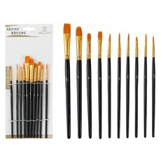 INGLOW 水彩畫筆 10件組 黑色, 1套, 1號, 2號, 3號, 4號, 5號, 6號, 7號, 8號, 9號, 10號