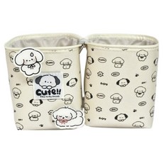 Cute 狗狗絨毛鉛筆盒, 1個, 象牙白狗狗