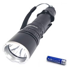 나이트큐브 N2 충전식 듀얼 스위치 LED 손전등 + 18650배터리 3000mAh, 블랙, 1개