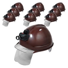 DONGMYUNG 建築現場工地頭部保護ABE等級護目鏡頭盔型頭燈含透明窗安全帽 棕色, 10個