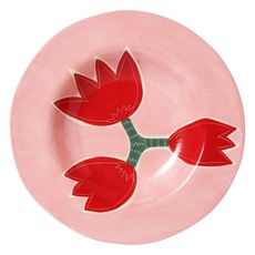 레티티아후제 디너 접시, 핑크 + 레드 튤립, 1개