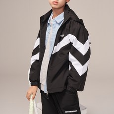 제이씨비 남아용 사선절개 탈부착 후드 화섬점퍼 S103