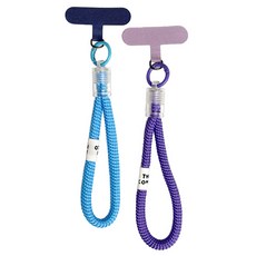 모나코올리브 핸드폰 도난 분실 방지 스트랩 2종 세트, 블루, 퍼플, 1세트