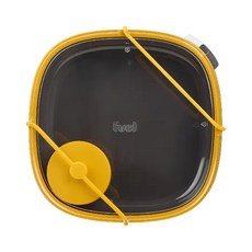 Trudeau Fuel 附醬料罐可微波密封便當盒 830ml, 黑黃色, 1個