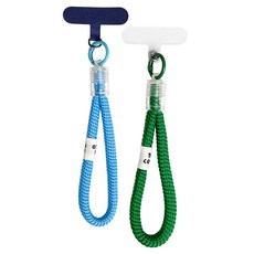 모나코올리브 핸드폰 도난 분실 방지 스트랩 2종 세트, 블루, 그린, 1세트