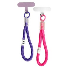 모나코올리브 핸드폰 도난 분실 방지 스트랩 2종 세트, 핑크, 퍼플, 1세트