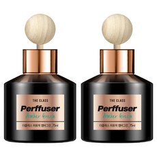 더클래스 퍼퓨저 차량용 방향제 75ml + 우드볼 스틱 + 논슬립 패드, 앰버그린, 2세트