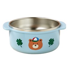 Modern House 雙層不鏽鋼防滑幸運熊深碗 14.8cm, 1個, 混合色