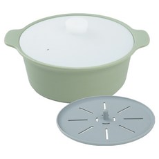 homehouse 矽膠多功能鍋蒸籠+底座 1500ml, 橄欖綠, 1個