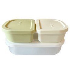 CHOUCHOUATTI 便當盒 700ml + 300ml x 2入組, 1套, 純淨白
