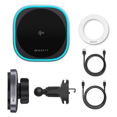 모핏 APEX Qi2 맥세이프 자석 고속 무선 충전기 CW39 15W + 송풍구 차량용 거치대 + ABS 맥링 세트, 화이트(맥링), CW39(충전기)