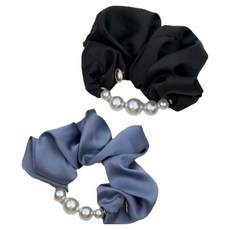 맙소샵 진주달린 세틴 헤어 곱창끈 2종 세트 HR422