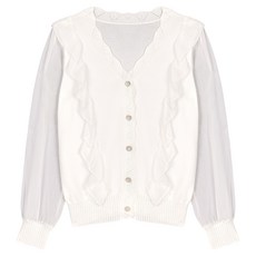 꼼빠니아 여성용 시스루 배색 블랙 레이스 숏 볼레로 가디건 CADS3-WSL910