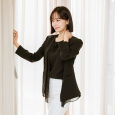 샤트렌 여성용 노카라 쉬폰 배색 자켓 HCCMJK105