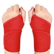 엄지걸이형 스트랩 압박 손목보호대 양쪽착용 세트, 레드, 1세트