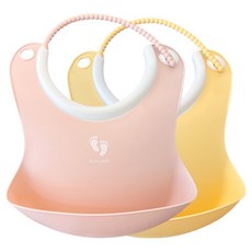 TALLSTOY 幼兒用迷你圍兜 2件組, 柔和粉, 柔和黃, 1套, 2入