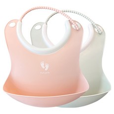 TALLSTOY 嬰幼兒迷你圍兜 2件組, 柔和粉, 柔和綠, 1套, 2入