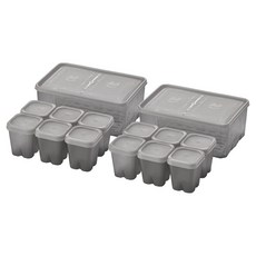 땡스소윤 냉동실 전용 밀큐브 밀폐용기 투명그레이 7종 x 2p 세트, 1세트, 5호 1.3L x 2p + 밀큐브 100ml x 12p