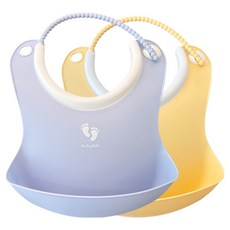 TALLSTOY 嬰幼兒迷你圍兜 2件組, 柔和藍, 柔和黃, 1套, 2入