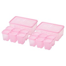 땡스소윤 냉동실 전용 밀큐브 밀폐용기 세트 핑크, 1세트, 5호 1300ml(2p) + 밀큐브 100ml(12p)